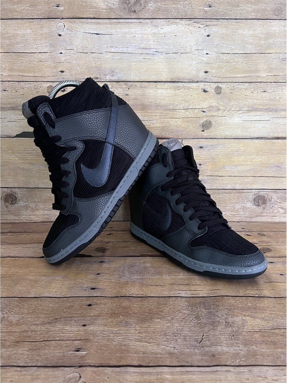 Nike Dunk Sky Hi Black Metallic Hematite wedge skateboard sneakers size 9